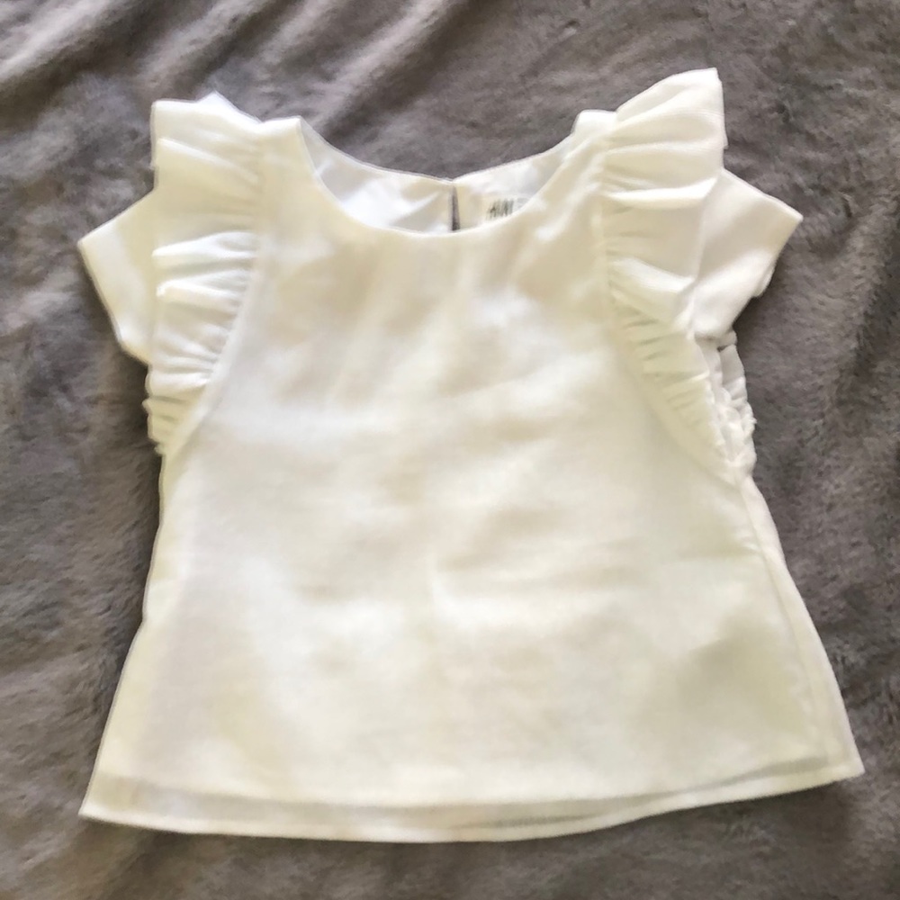 Girls H&M White Flutter Sleeve Top